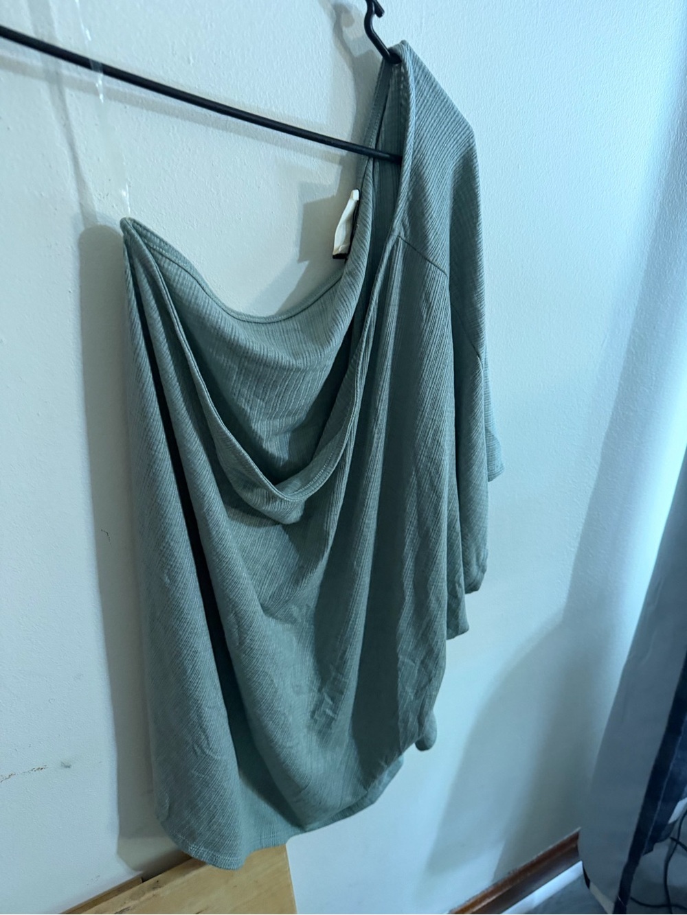NWT Ninexis Size 2x Ribbed Women's One Shoulder Triangle Bottom Sage Green